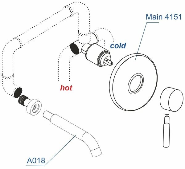 Встраиваемый комплект для раковины WasserKRAFT Main 4100 A41513, хром